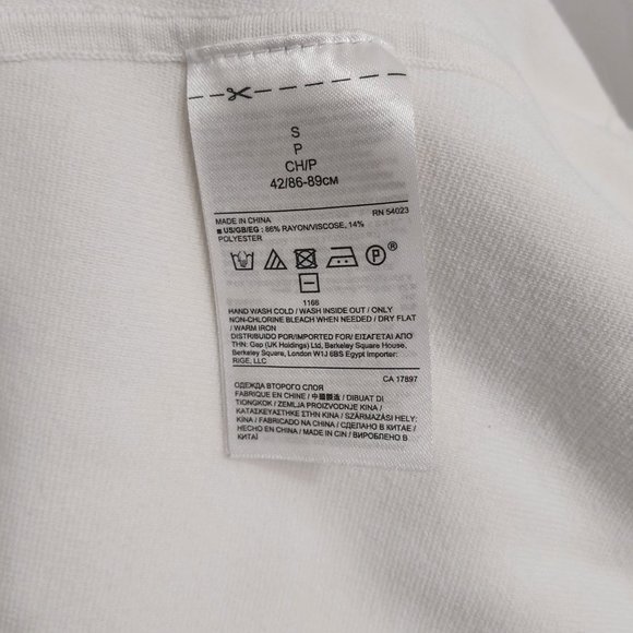 Banana Republic Milano Tee White Fringed T-Shirt Women Size Small Rayon Blend - Picture 12 of 12